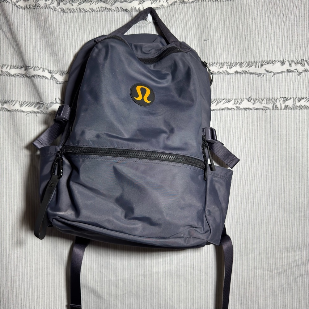 lululemon athletica Gray and Yellow Backpack with Classic Design and Medium Size